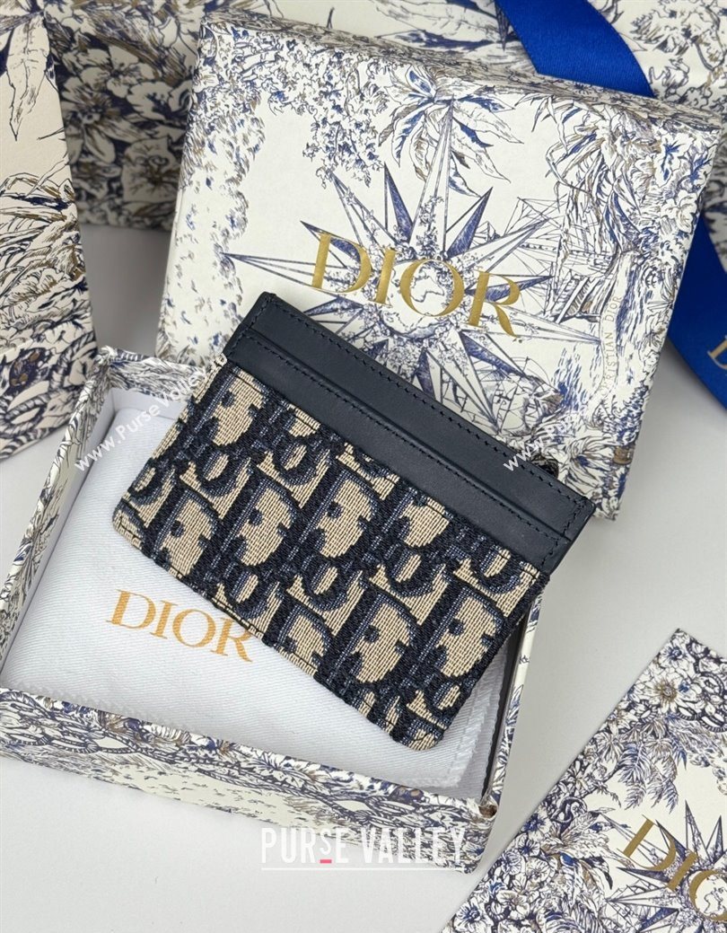 Dior 30 Montaigne Freesia Card Holder in Oblique Jacquard Blue 2025 (XXG-250627085)