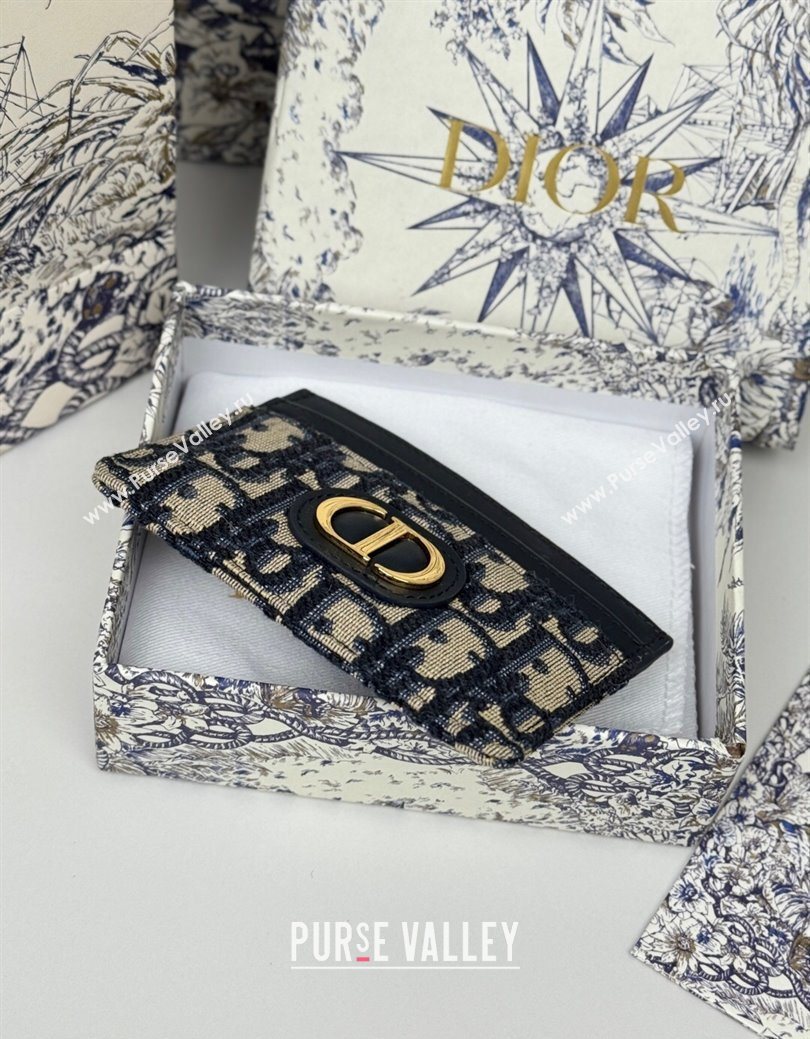 Dior 30 Montaigne Freesia Card Holder in Oblique Jacquard Blue 2025 (XXG-250627085)