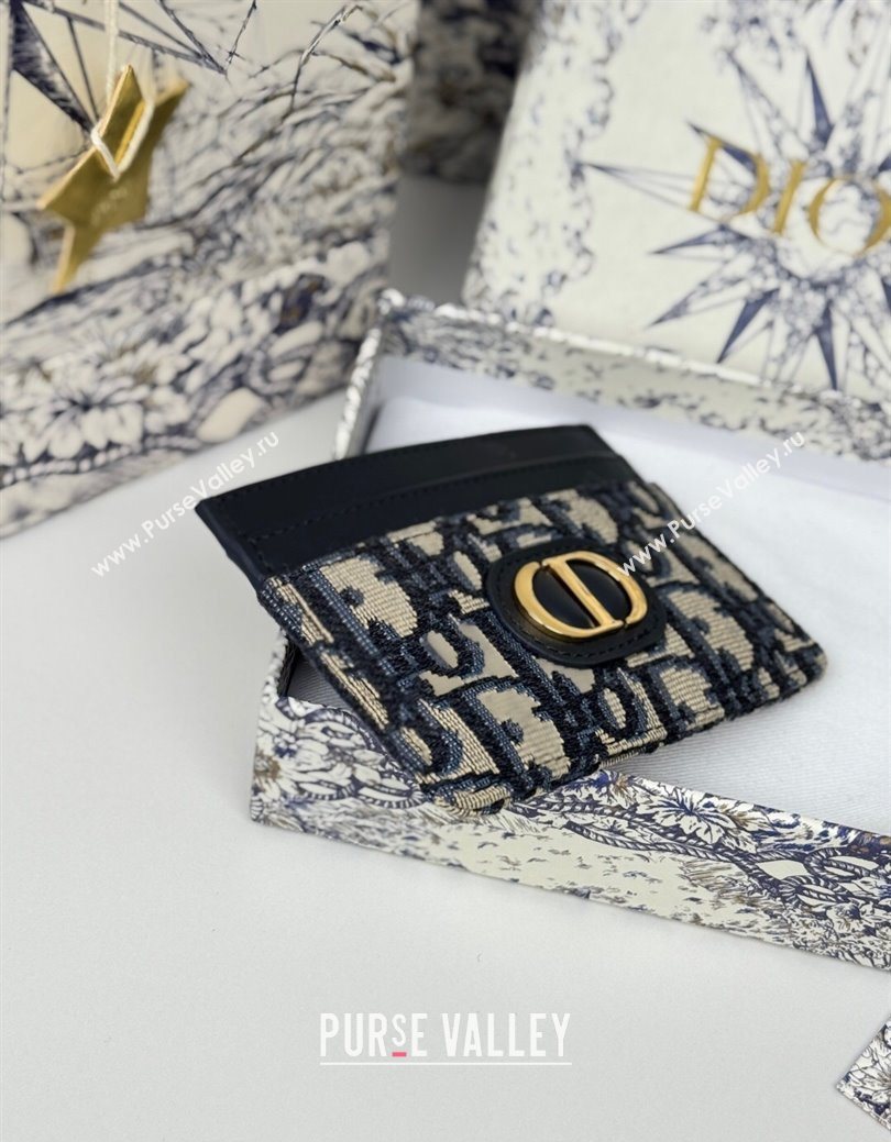 Dior 30 Montaigne Freesia Card Holder in Oblique Jacquard Blue 2025 (XXG-250627085)