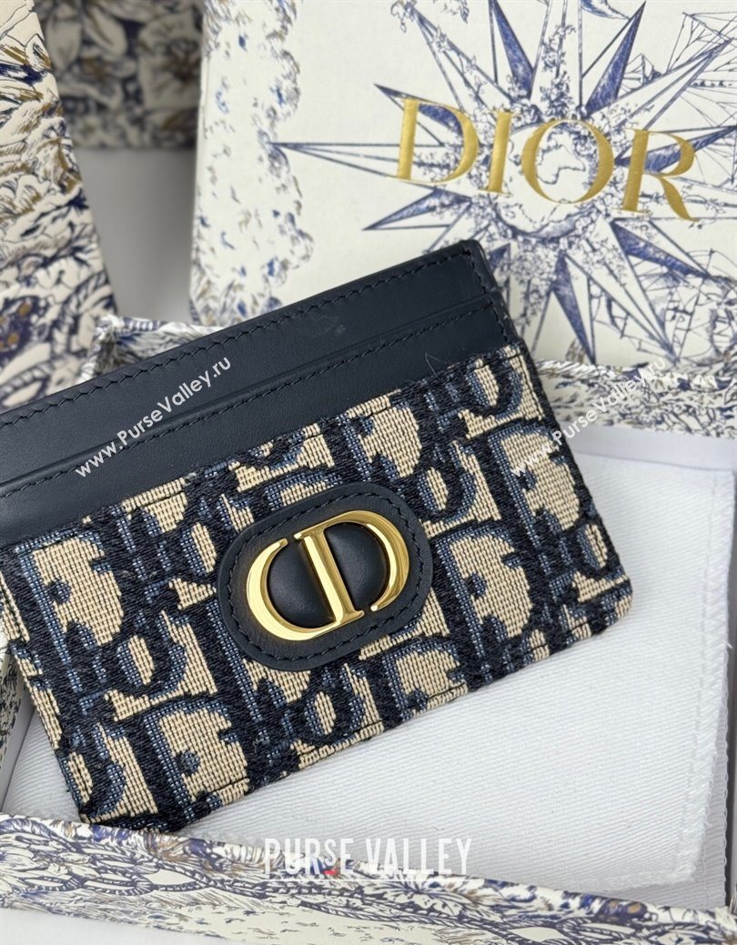 Dior 30 Montaigne Freesia Card Holder in Oblique Jacquard Blue 2025 (XXG-250627085)