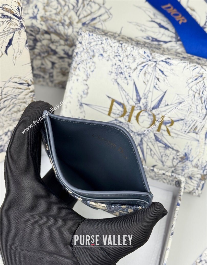 Dior 30 Montaigne Freesia Card Holder in Oblique Jacquard Blue 2025 (XXG-250627085)