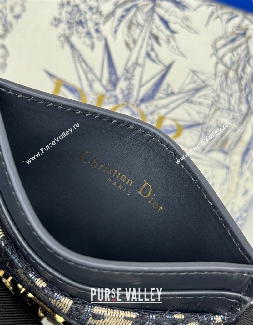 Dior 30 Montaigne Freesia Card Holder in Oblique Jacquard Blue 2025 (XXG-250627085)