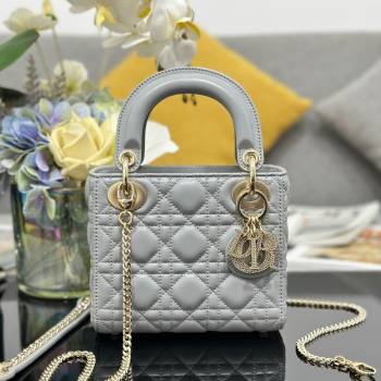 Dior Mini Lady Dior Bag in Cannage Lambskin with Strass Grey 2025 M0505 0627 (XXG-250627047)