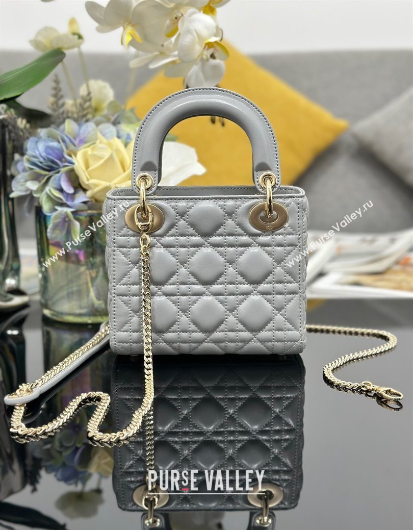 Dior Mini Lady Dior Bag in Cannage Lambskin with Strass Grey 2025 M0505 0627 (XXG-250627047)
