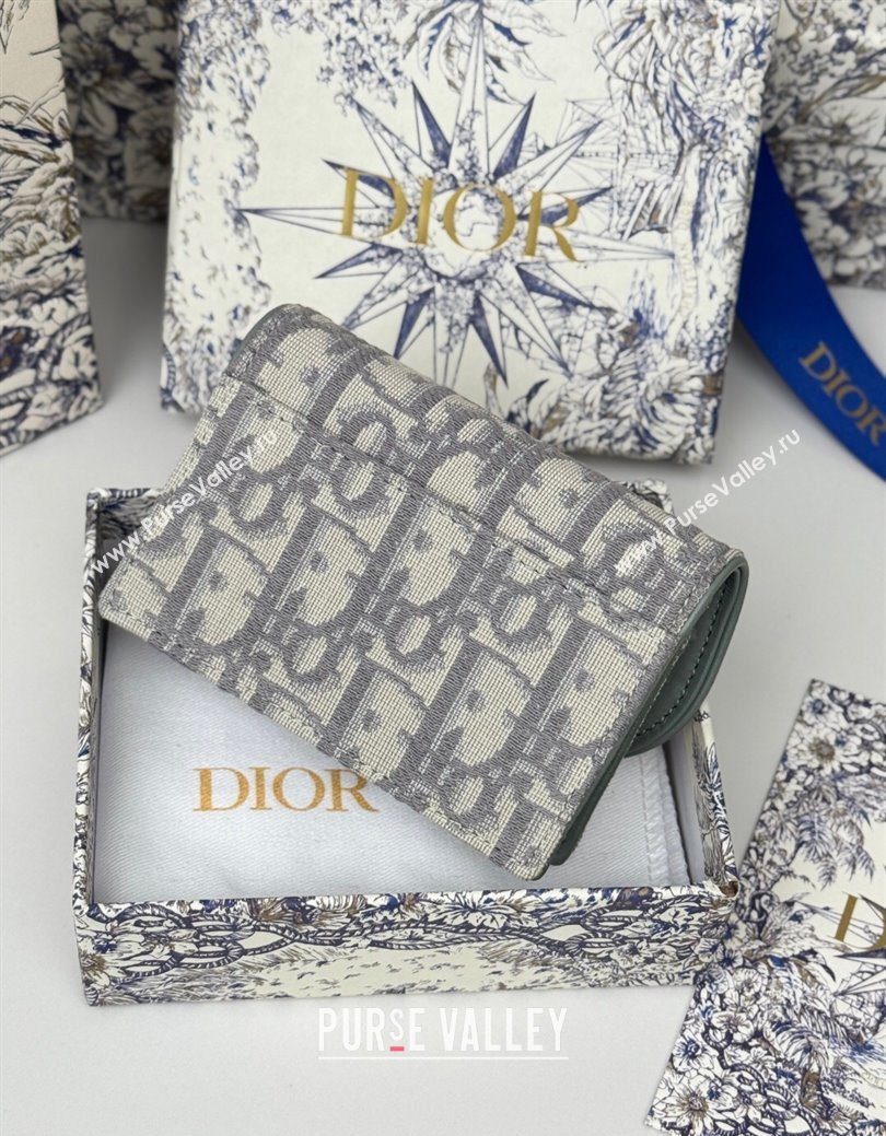 Dior Saddle Bloom Card Holder in Oblique Jacquard Grey 2025 (XXG-250627089)