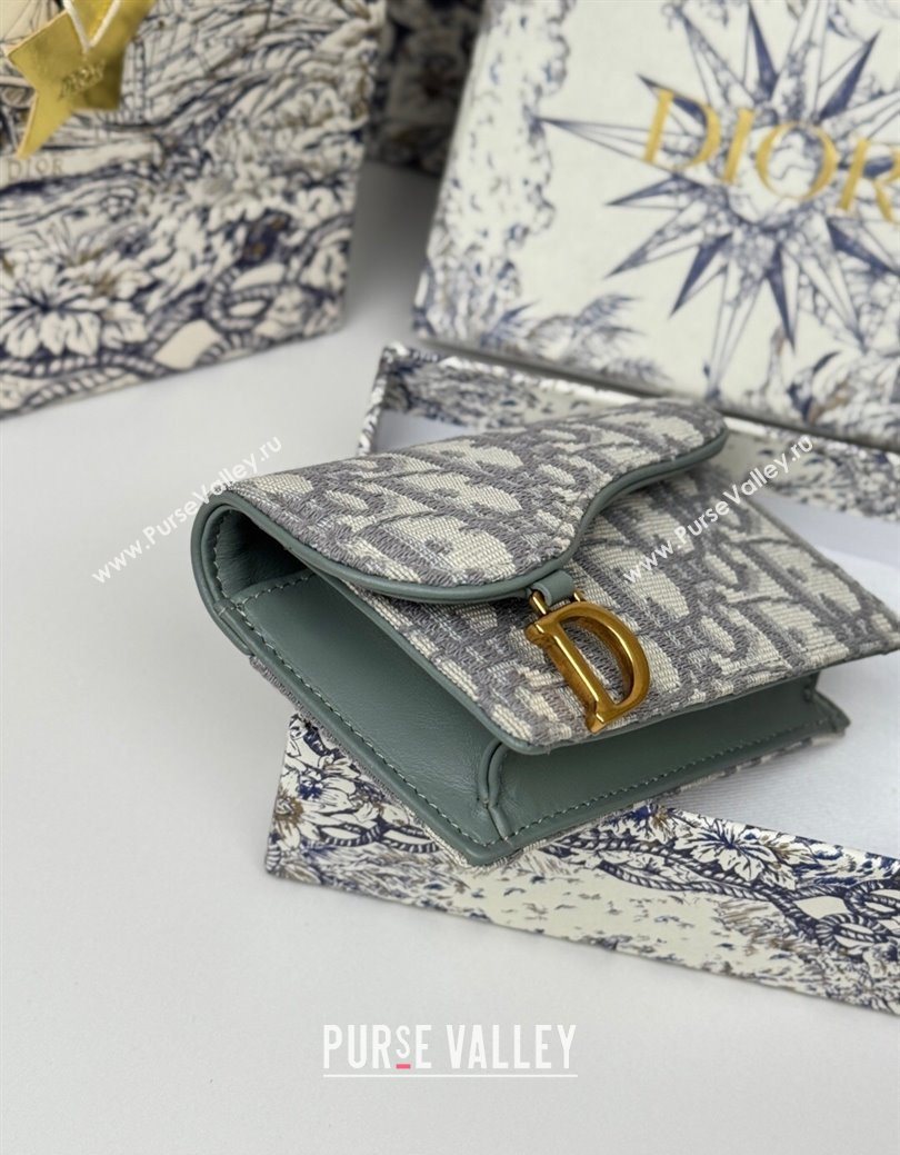 Dior Saddle Bloom Card Holder in Oblique Jacquard Grey 2025 (XXG-250627089)