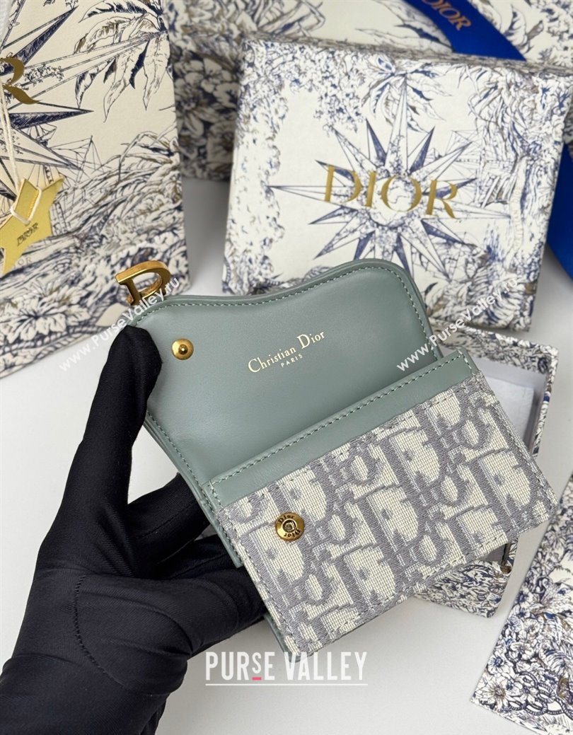 Dior Saddle Bloom Card Holder in Oblique Jacquard Grey 2025 (XXG-250627089)