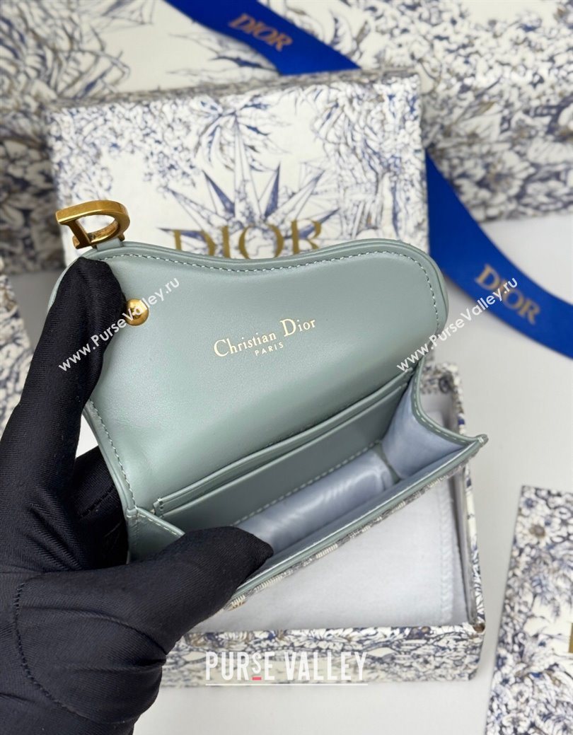 Dior Saddle Bloom Card Holder in Oblique Jacquard Grey 2025 (XXG-250627089)