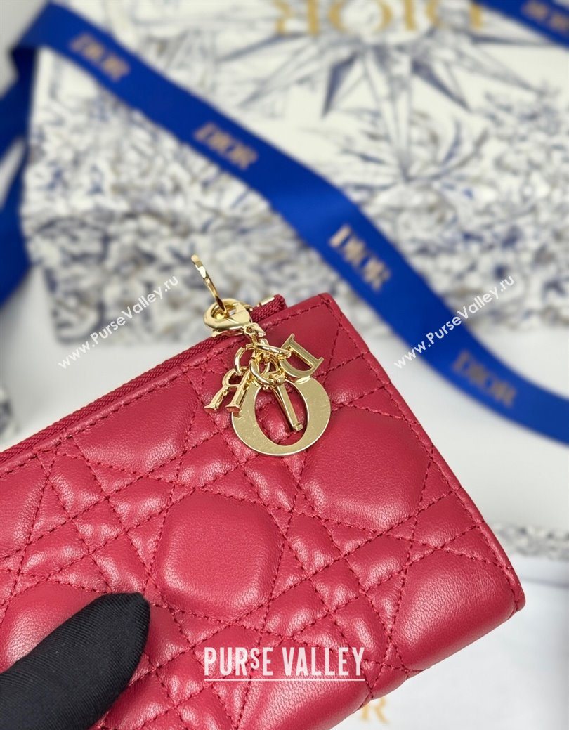 Dior Lady Dior Dahlia Wallet in Cannage Lambskin Red 2025 (XXG-250627091)