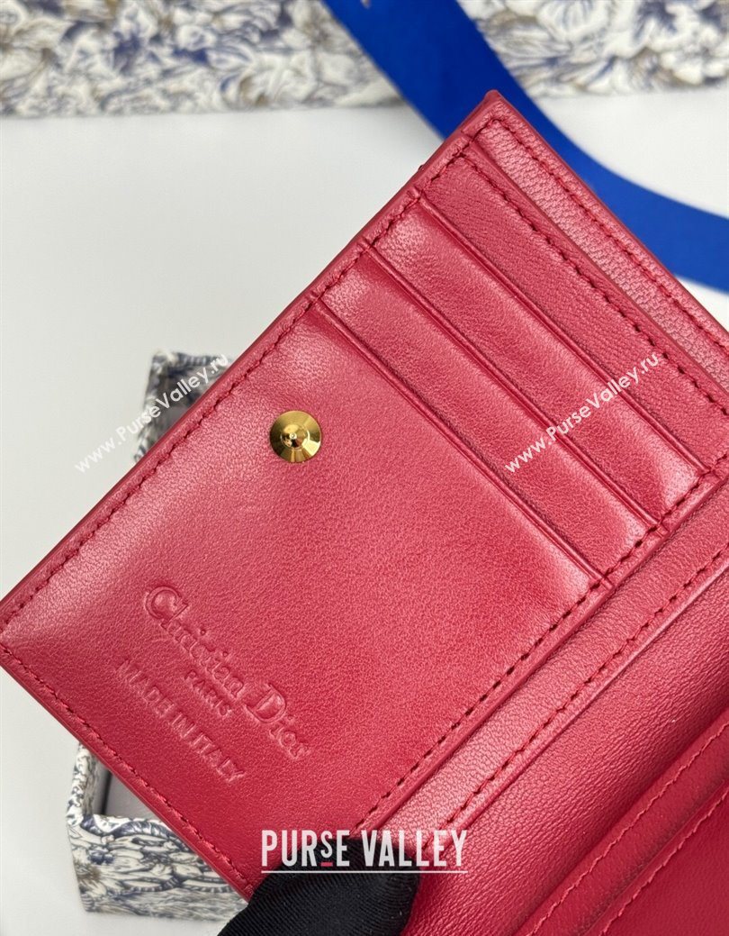 Dior Lady Dior Dahlia Wallet in Cannage Lambskin Red 2025 (XXG-250627091)