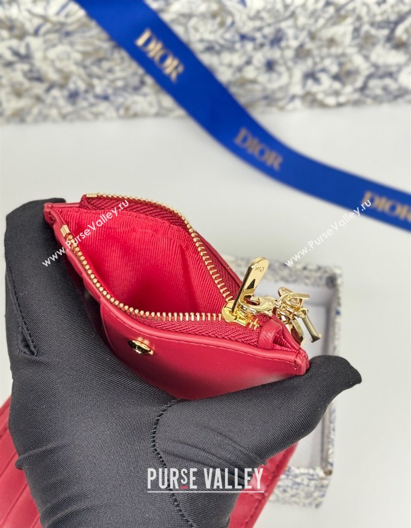 Dior Lady Dior Dahlia Wallet in Cannage Lambskin Red 2025 (XXG-250627091)