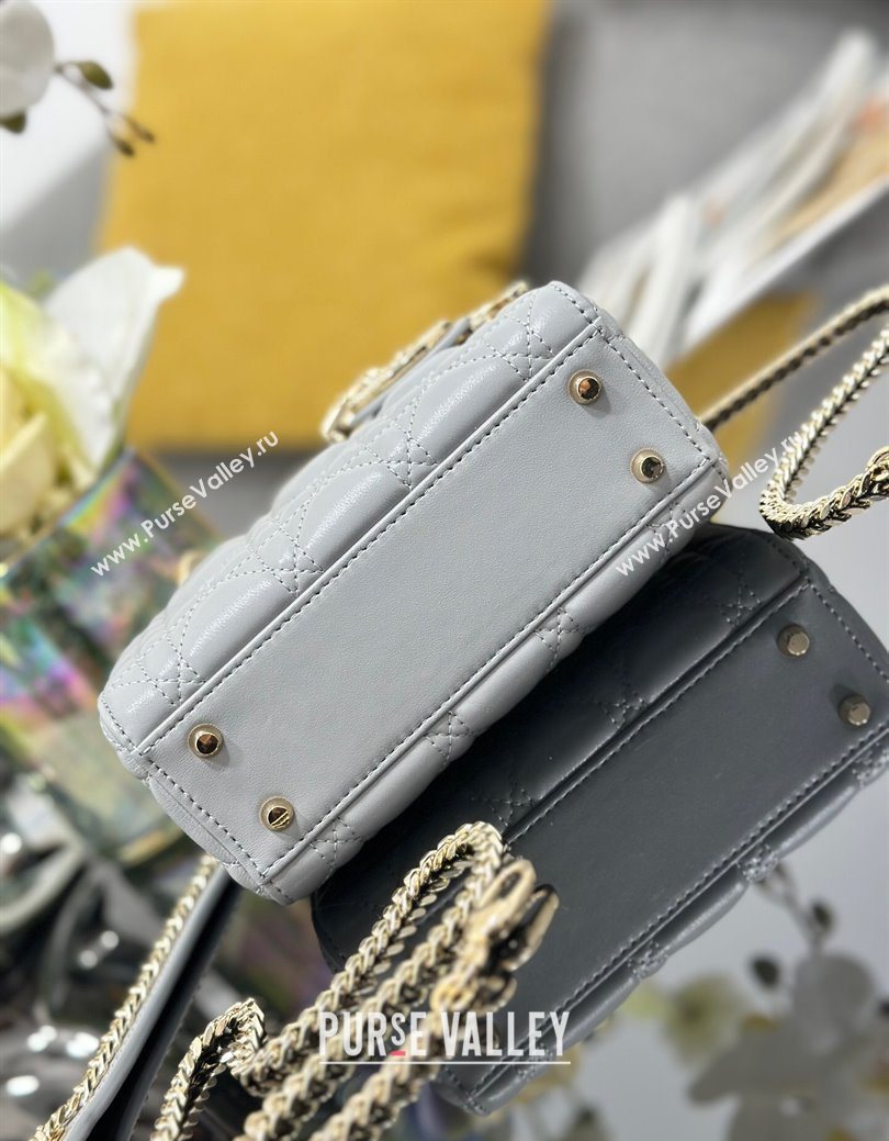 Dior Mini Lady Dior Bag in Cannage Lambskin with Strass Grey 2025 M0505 0627 (XXG-250627047)