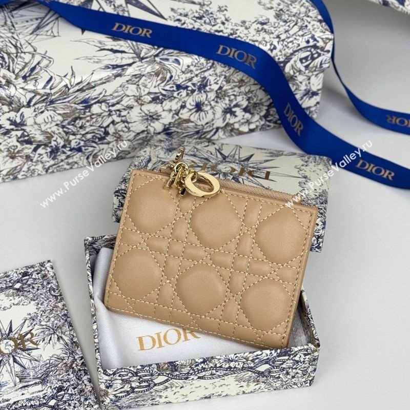 Dior Lady Dior Dahlia Wallet in Cannage Lambskin Beige 2025 (XXG-250627092)