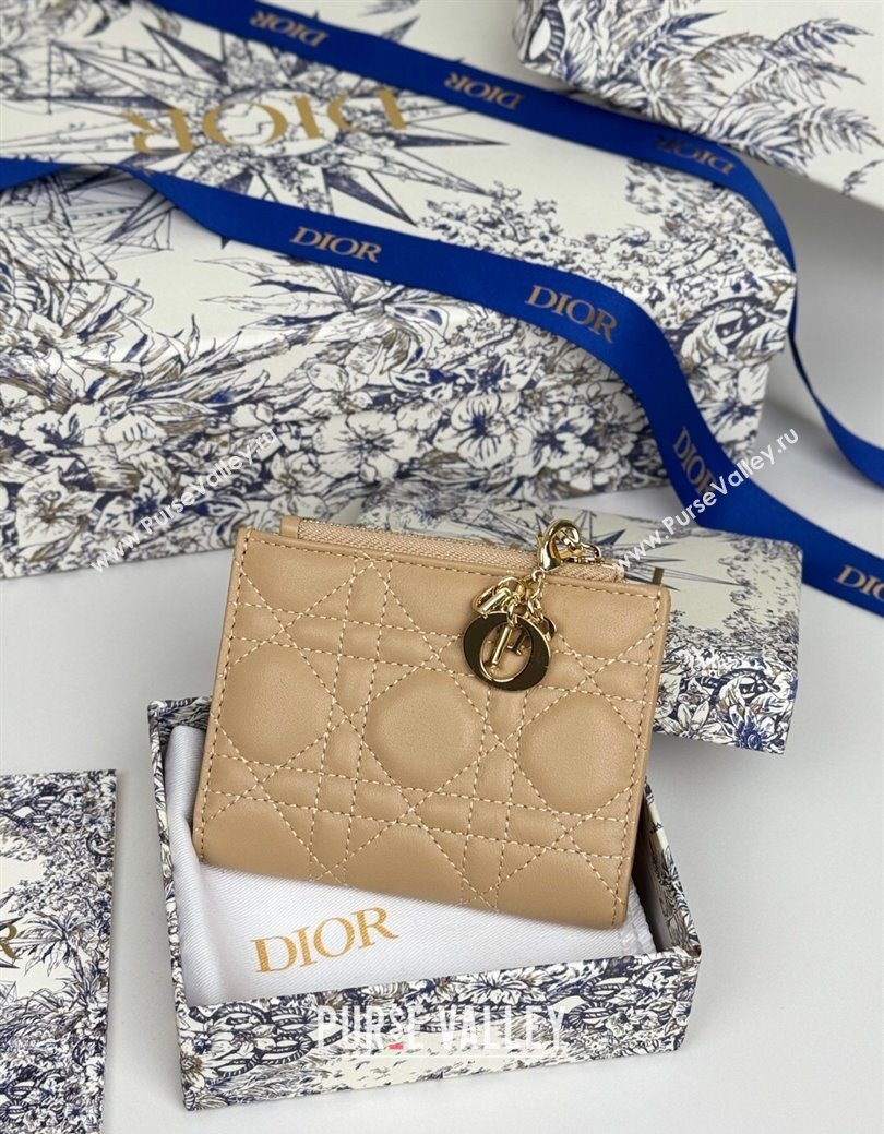 Dior Lady Dior Dahlia Wallet in Cannage Lambskin Beige 2025 (XXG-250627092)