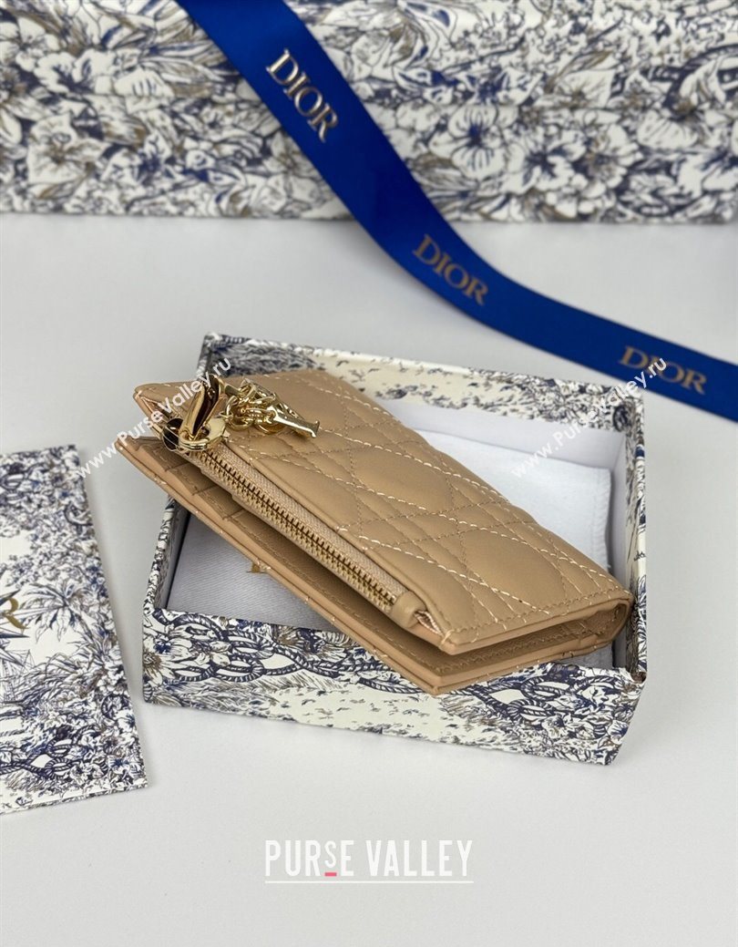 Dior Lady Dior Dahlia Wallet in Cannage Lambskin Beige 2025 (XXG-250627092)