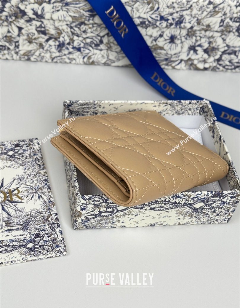 Dior Lady Dior Dahlia Wallet in Cannage Lambskin Beige 2025 (XXG-250627092)