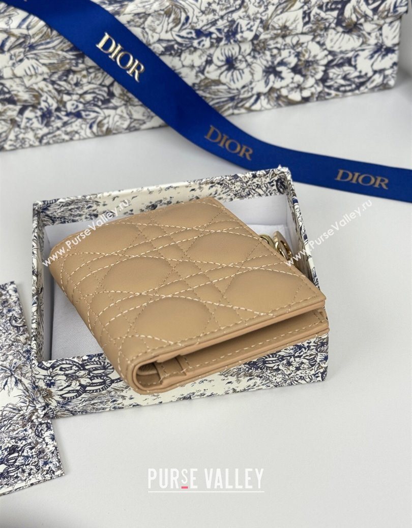 Dior Lady Dior Dahlia Wallet in Cannage Lambskin Beige 2025 (XXG-250627092)
