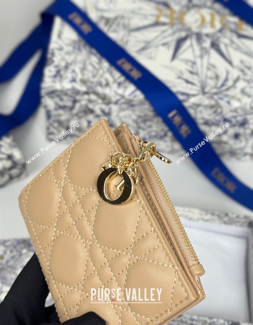 Dior Lady Dior Dahlia Wallet in Cannage Lambskin Beige 2025 (XXG-250627092)