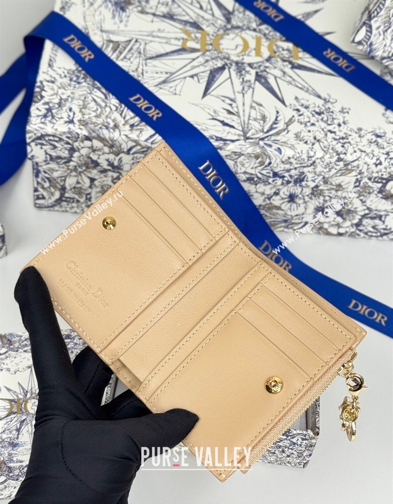 Dior Lady Dior Dahlia Wallet in Cannage Lambskin Beige 2025 (XXG-250627092)