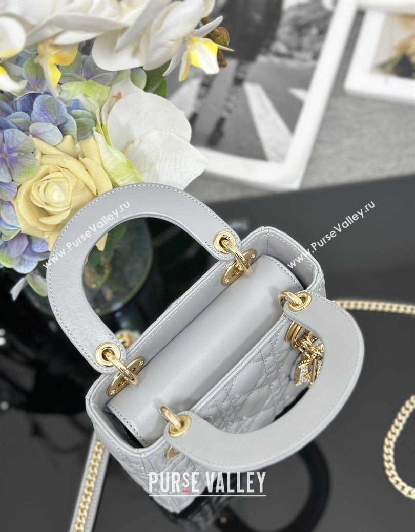 Dior Mini Lady Dior Bag in Cannage Lambskin with Strass Grey 2025 M0505 0627 (XXG-250627047)