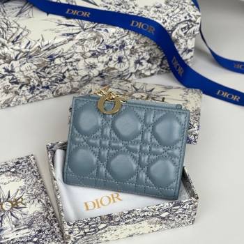 Dior Lady Dior Dahlia Wallet in Cannage Lambskin Blue 2025 (XXG-250627093)