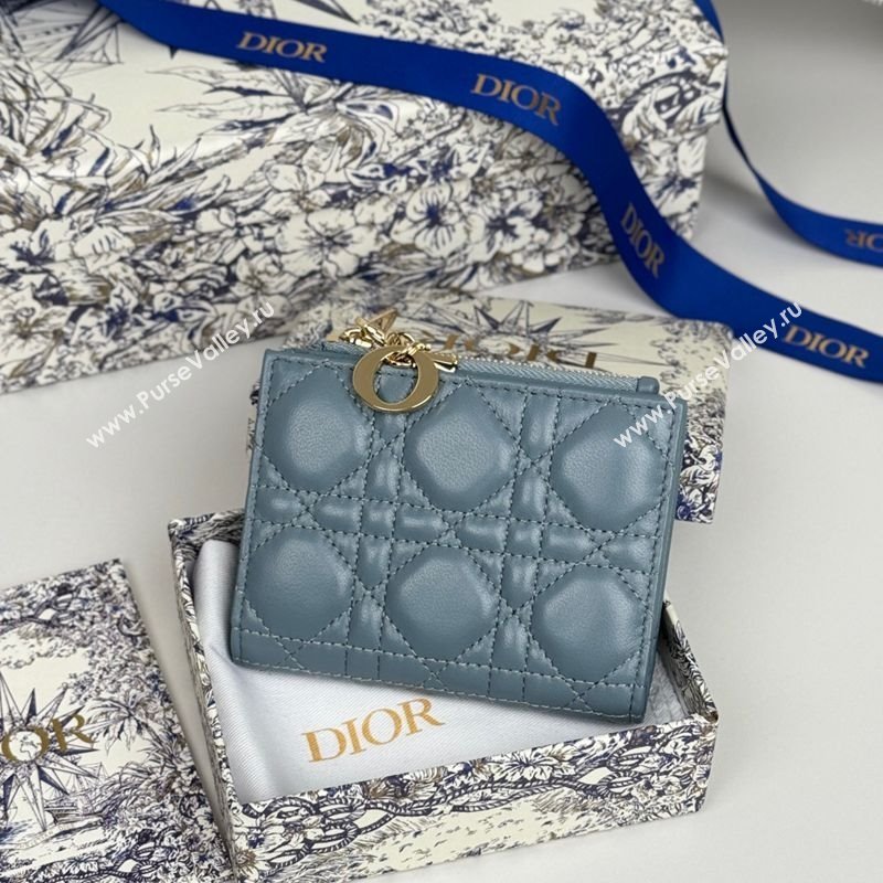 Dior Lady Dior Dahlia Wallet in Cannage Lambskin Blue 2025 (XXG-250627093)