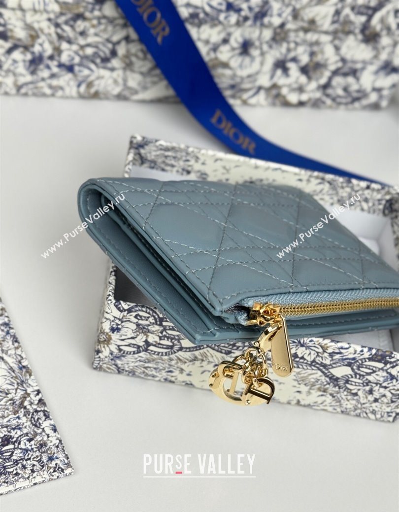 Dior Lady Dior Dahlia Wallet in Cannage Lambskin Blue 2025 (XXG-250627093)