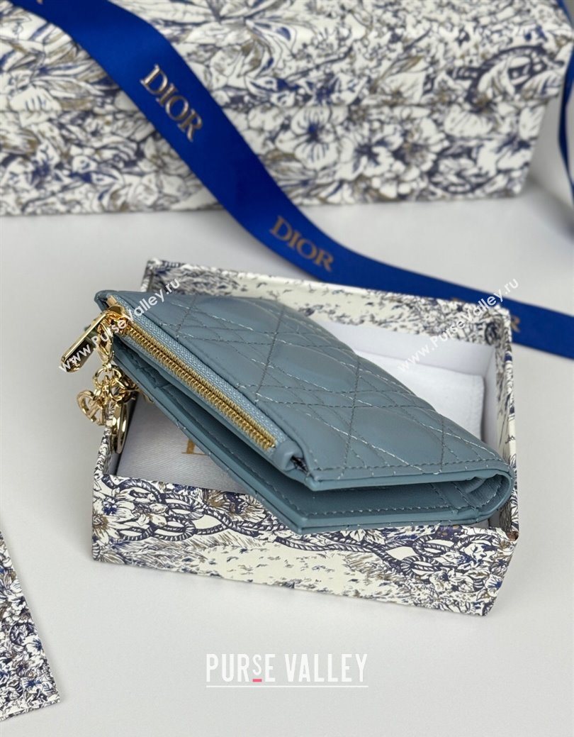 Dior Lady Dior Dahlia Wallet in Cannage Lambskin Blue 2025 (XXG-250627093)