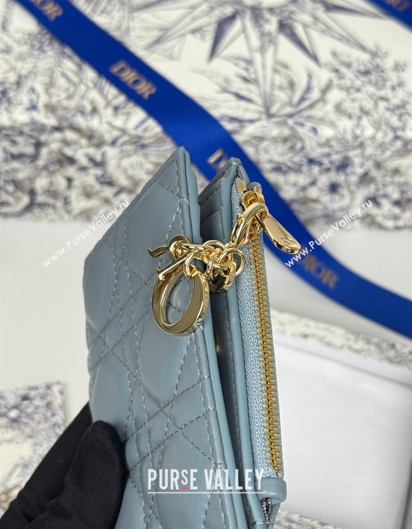 Dior Lady Dior Dahlia Wallet in Cannage Lambskin Blue 2025 (XXG-250627093)
