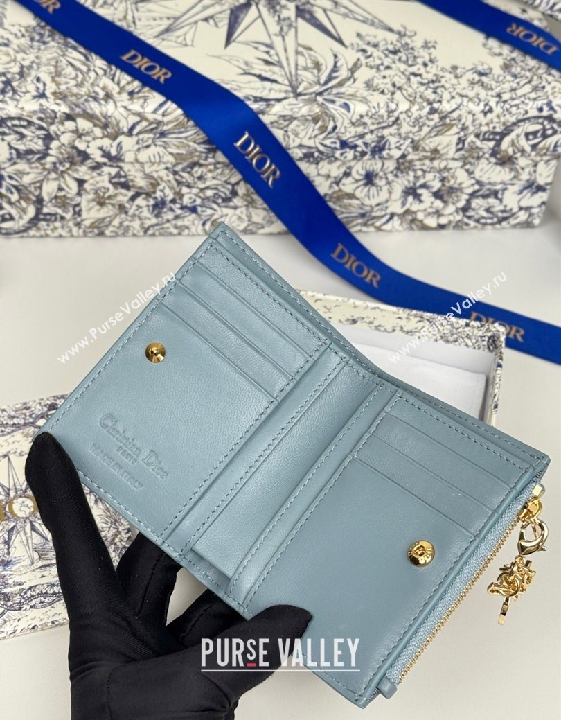 Dior Lady Dior Dahlia Wallet in Cannage Lambskin Blue 2025 (XXG-250627093)
