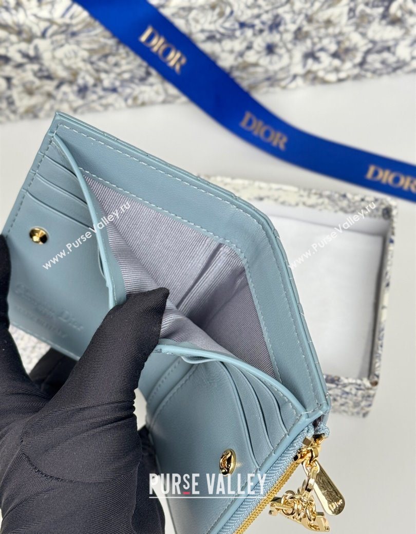 Dior Lady Dior Dahlia Wallet in Cannage Lambskin Blue 2025 (XXG-250627093)