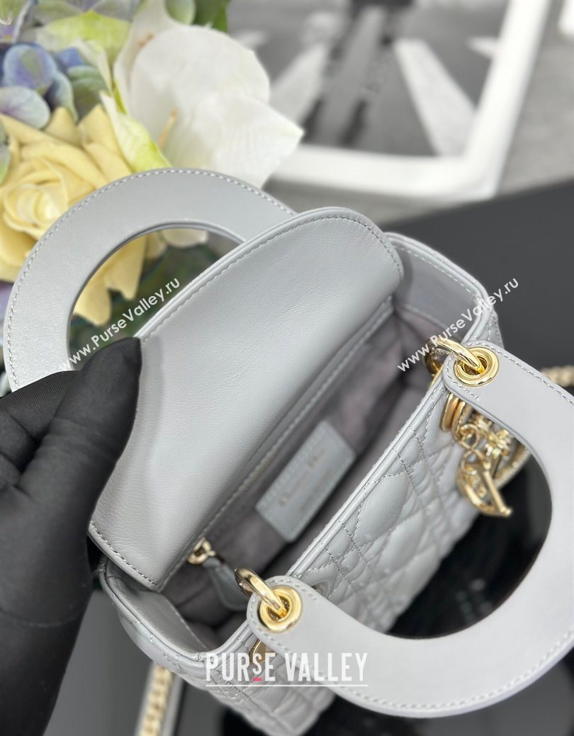 Dior Mini Lady Dior Bag in Cannage Lambskin with Strass Grey 2025 M0505 0627 (XXG-250627047)