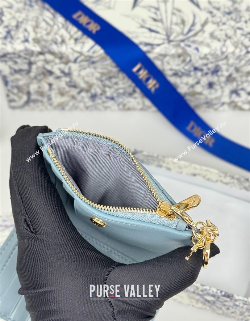 Dior Lady Dior Dahlia Wallet in Cannage Lambskin Blue 2025 (XXG-250627093)