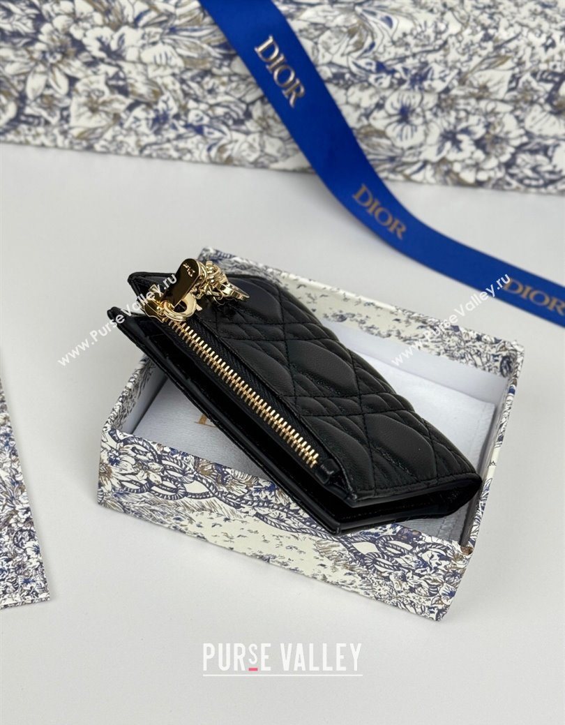 Dior Lady Dior Dahlia Wallet in Cannage Lambskin Black 2025 (XXG-250627094)