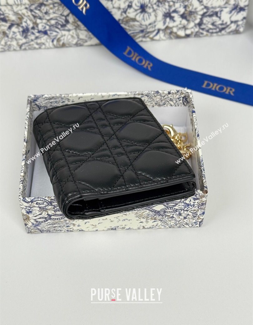 Dior Lady Dior Dahlia Wallet in Cannage Lambskin Black 2025 (XXG-250627094)