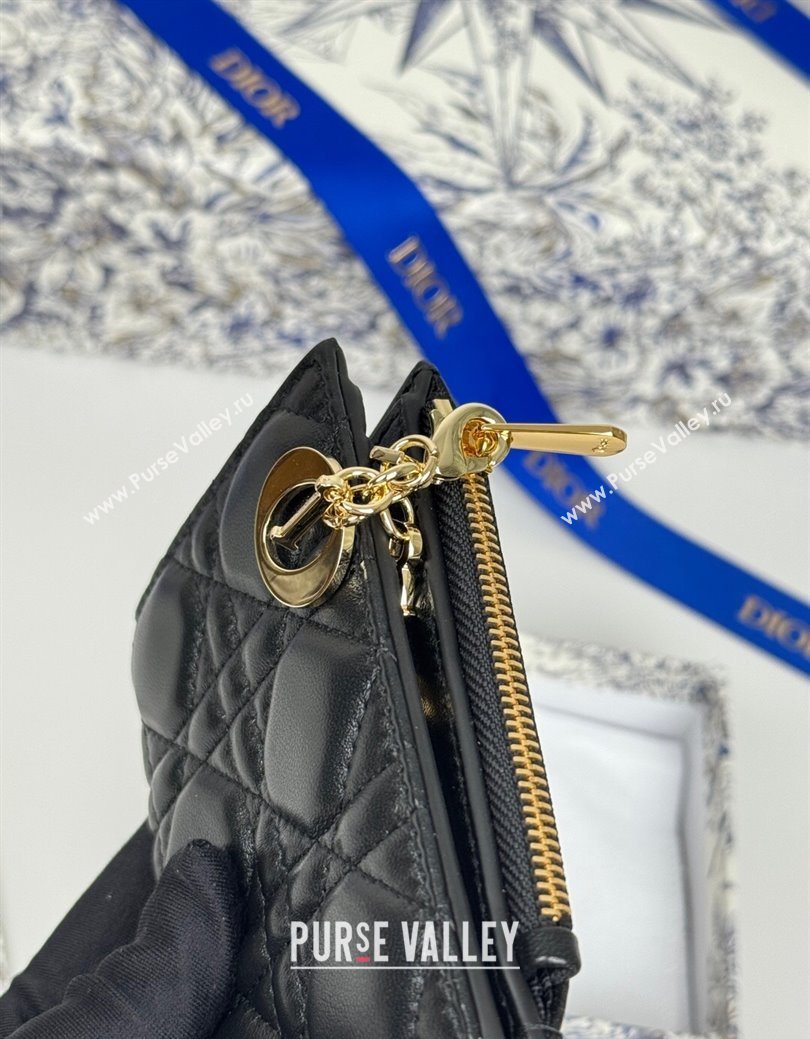 Dior Lady Dior Dahlia Wallet in Cannage Lambskin Black 2025 (XXG-250627094)