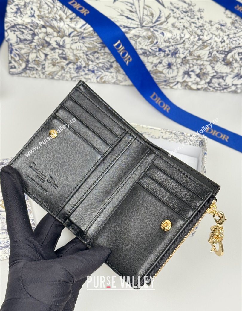Dior Lady Dior Dahlia Wallet in Cannage Lambskin Black 2025 (XXG-250627094)