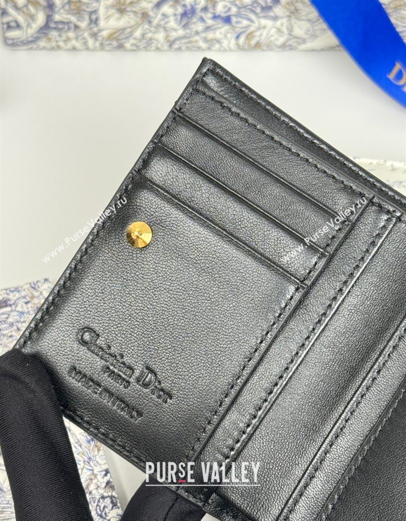 Dior Lady Dior Dahlia Wallet in Cannage Lambskin Black 2025 (XXG-250627094)
