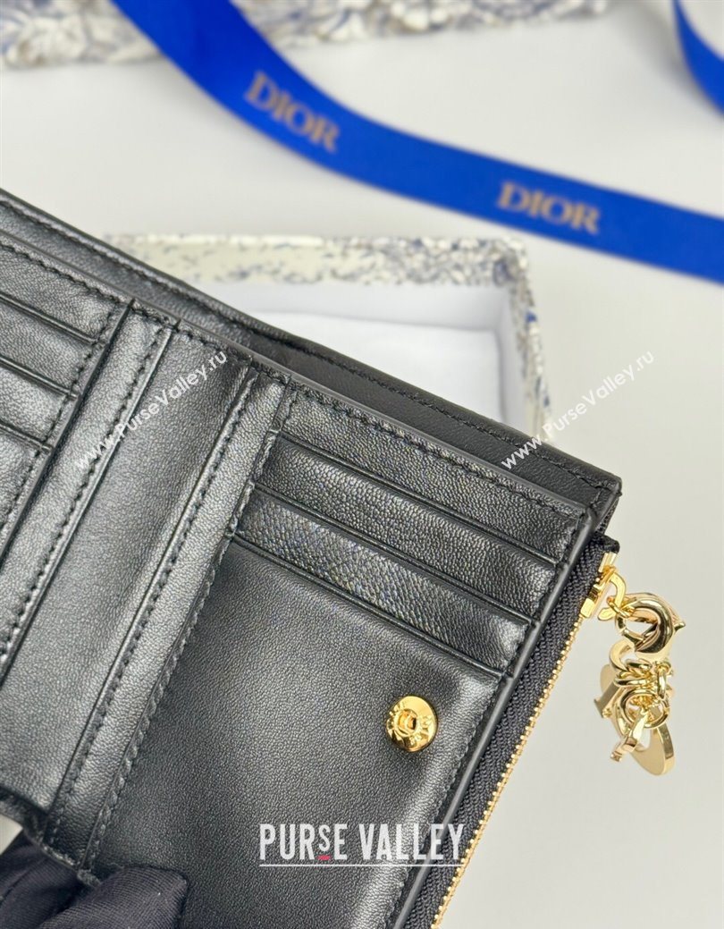 Dior Lady Dior Dahlia Wallet in Cannage Lambskin Black 2025 (XXG-250627094)