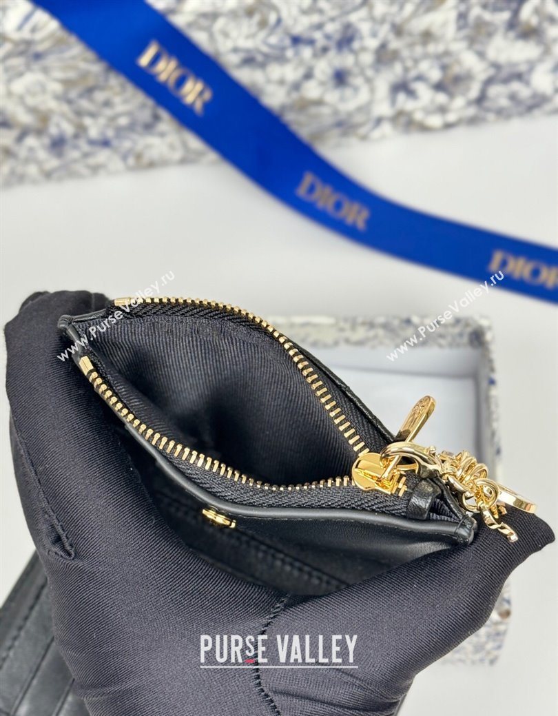 Dior Lady Dior Dahlia Wallet in Cannage Lambskin Black 2025 (XXG-250627094)