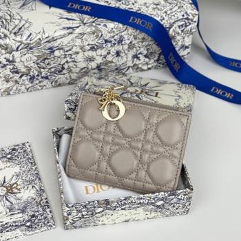 Dior Lady Dior Dahlia Wallet in Cannage Lambskin Grey 2025 (XXG-250627095)