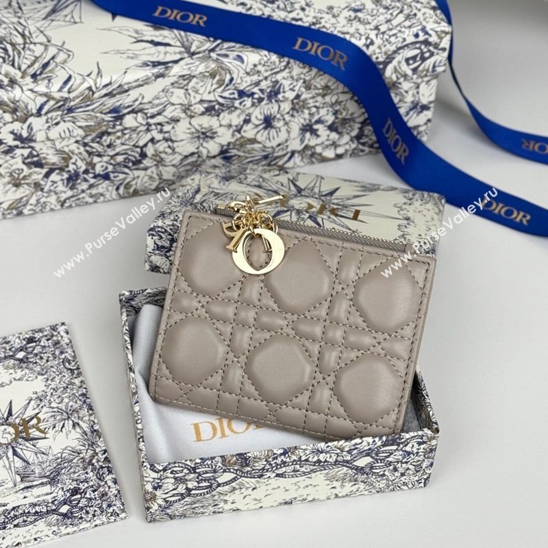 Dior Lady Dior Dahlia Wallet in Cannage Lambskin Grey 2025 (XXG-250627095)