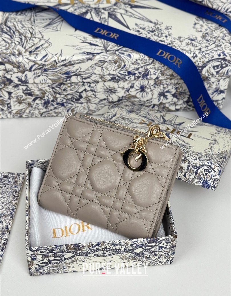 Dior Lady Dior Dahlia Wallet in Cannage Lambskin Grey 2025 (XXG-250627095)