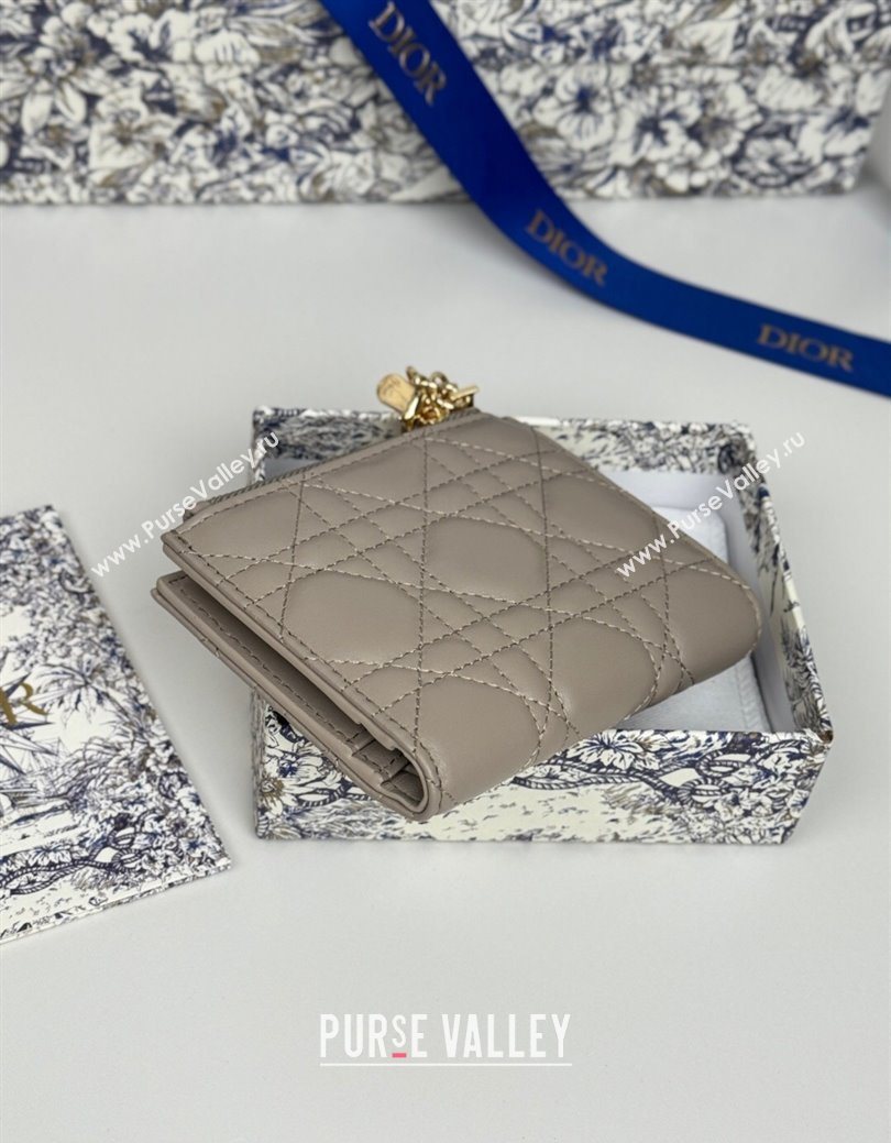 Dior Lady Dior Dahlia Wallet in Cannage Lambskin Grey 2025 (XXG-250627095)