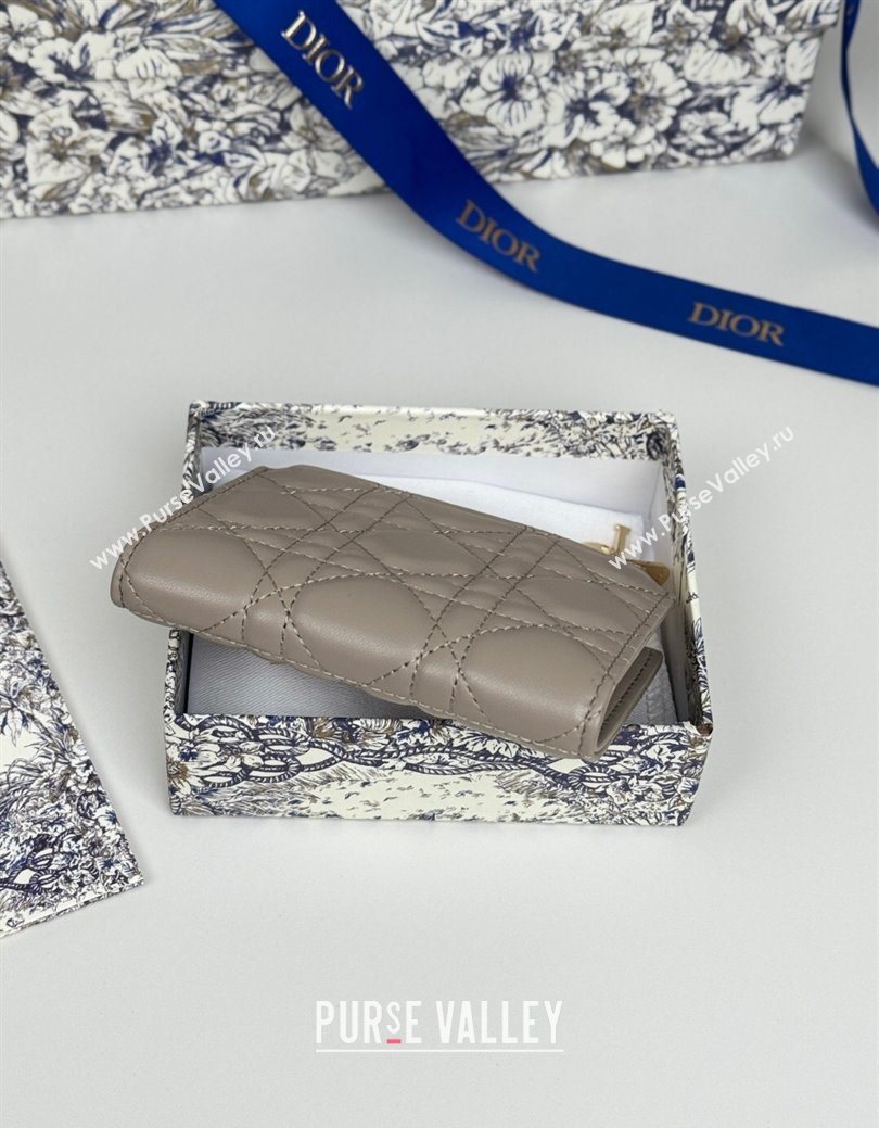 Dior Lady Dior Dahlia Wallet in Cannage Lambskin Grey 2025 (XXG-250627095)