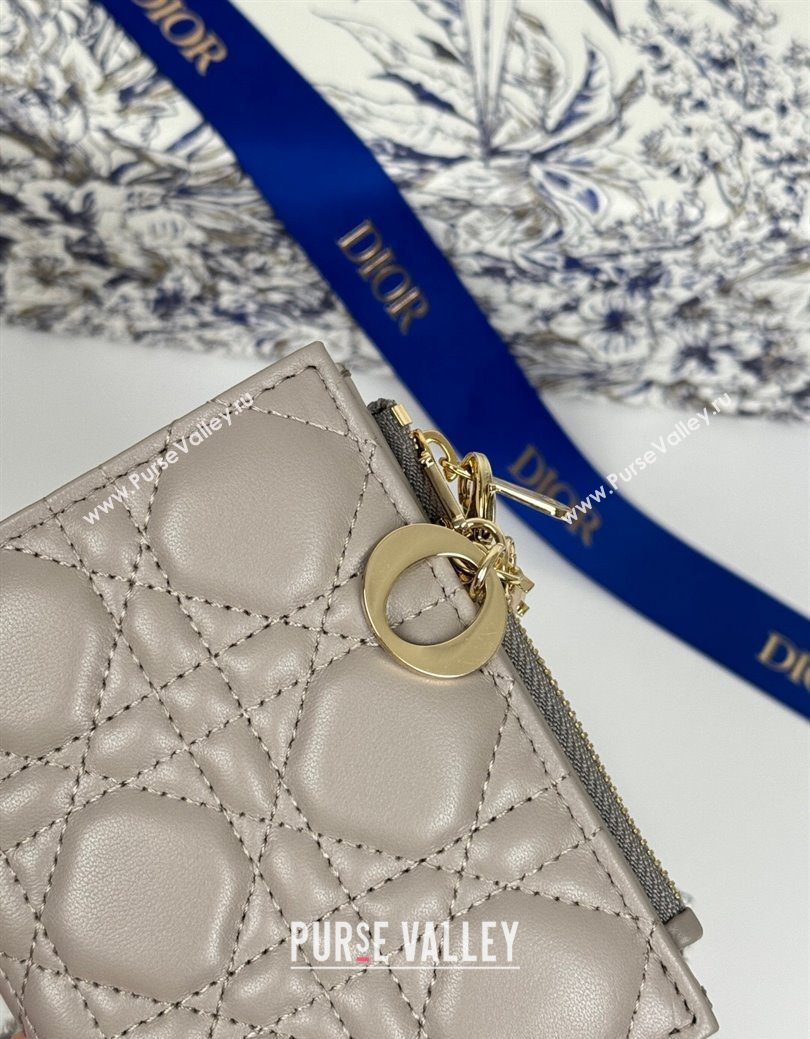 Dior Lady Dior Dahlia Wallet in Cannage Lambskin Grey 2025 (XXG-250627095)