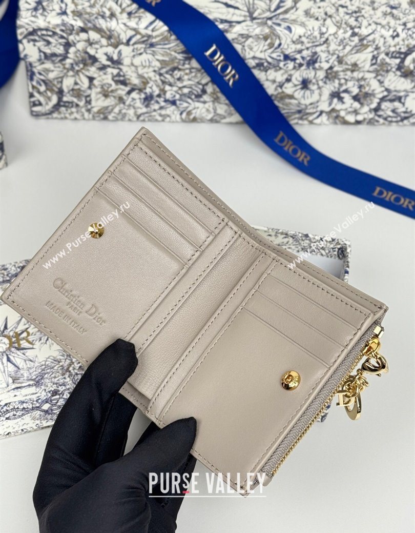 Dior Lady Dior Dahlia Wallet in Cannage Lambskin Grey 2025 (XXG-250627095)