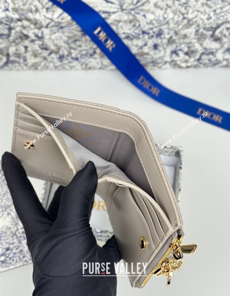 Dior Lady Dior Dahlia Wallet in Cannage Lambskin Grey 2025 (XXG-250627095)