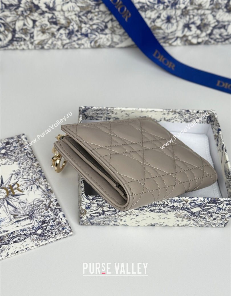 Dior Lady Dior Dahlia Wallet in Cannage Lambskin Grey 2025 (XXG-250627095)