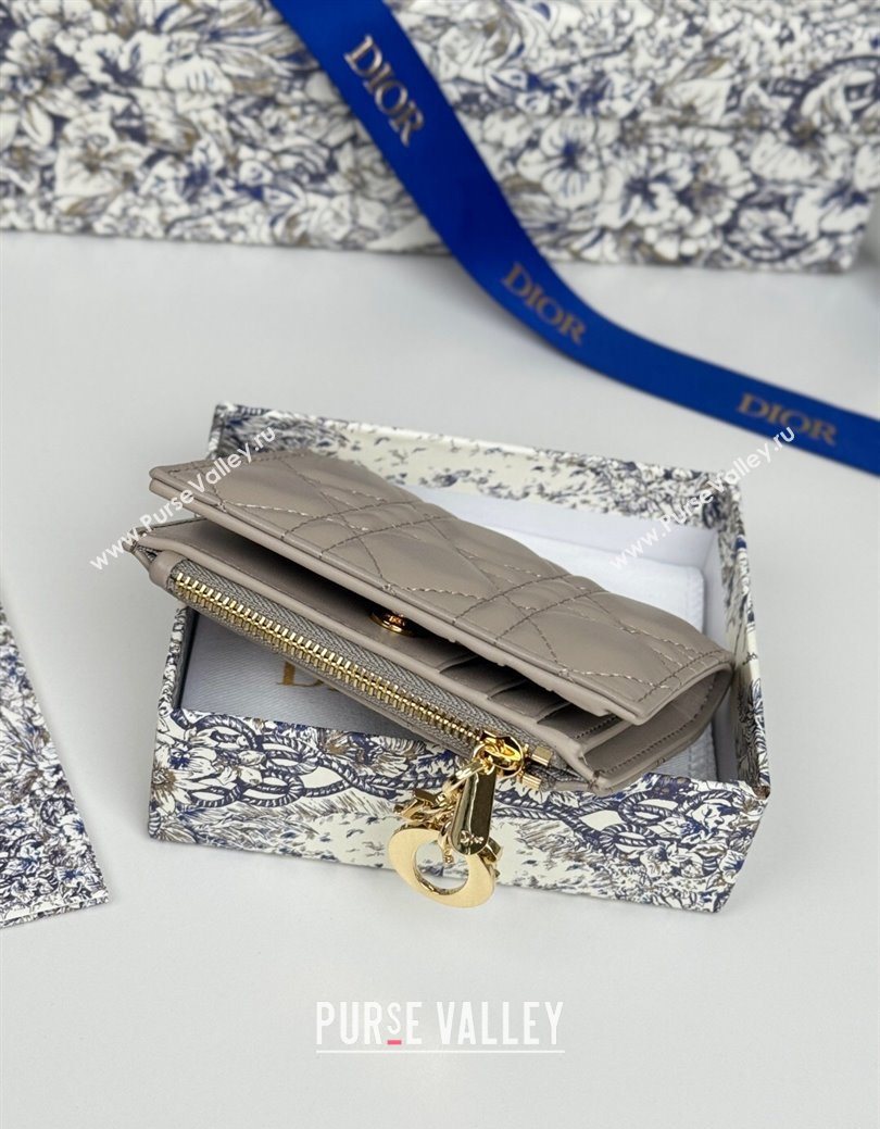 Dior Lady Dior Dahlia Wallet in Cannage Lambskin Grey 2025 (XXG-250627095)
